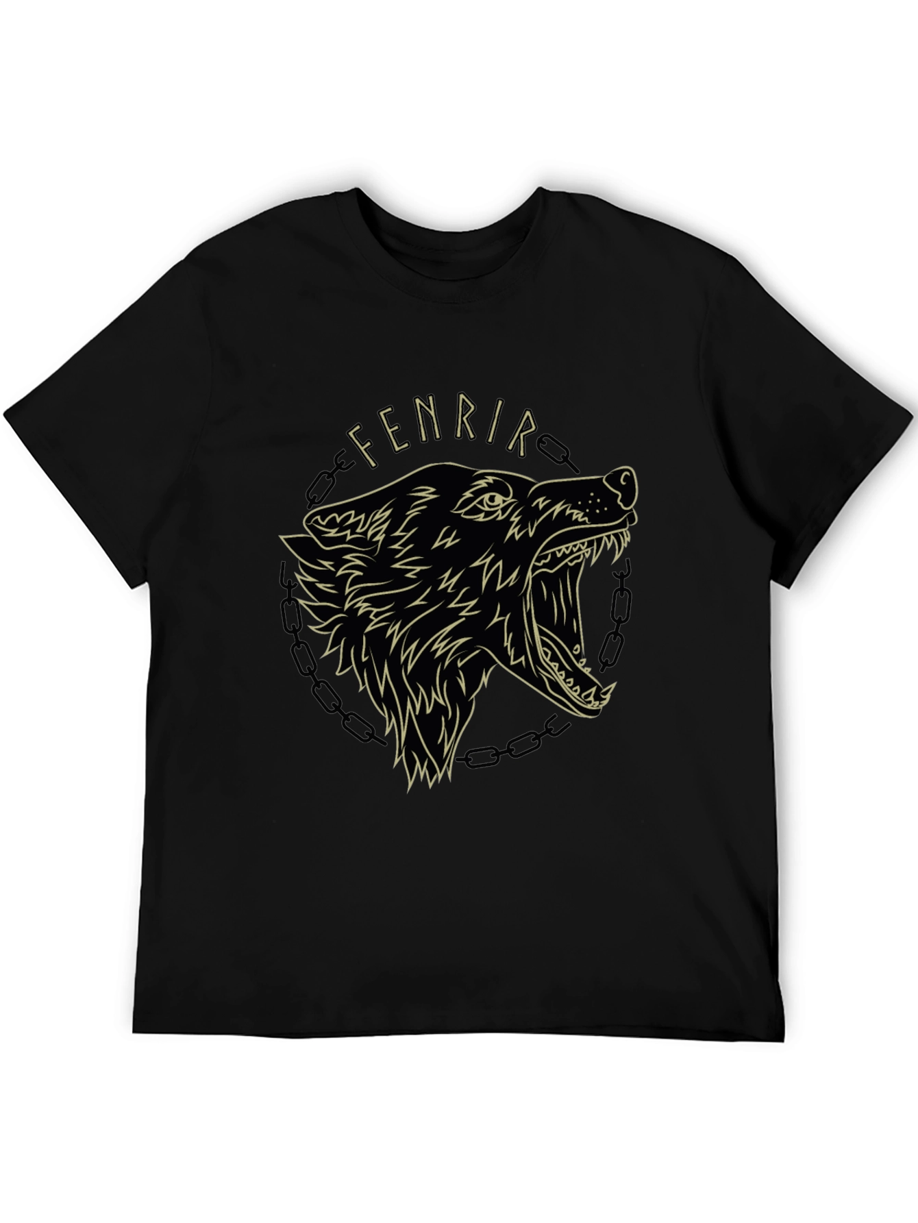 Fenrir Wolf Graphic Tee - Black