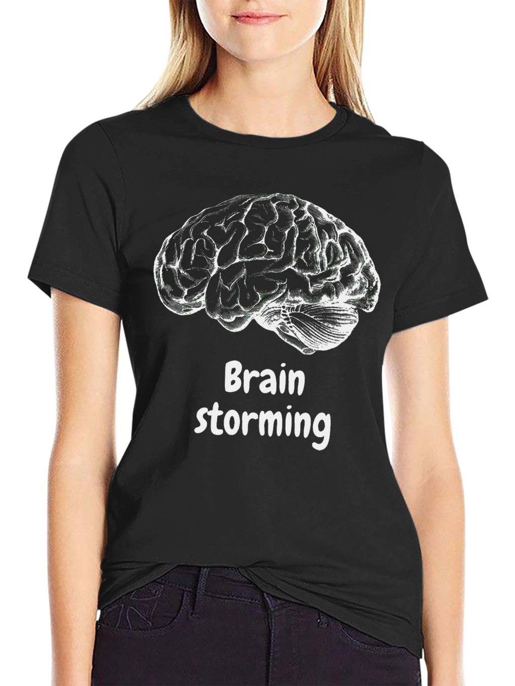 Brainstorming Graphic Tee - Black Cotton T-Shirt