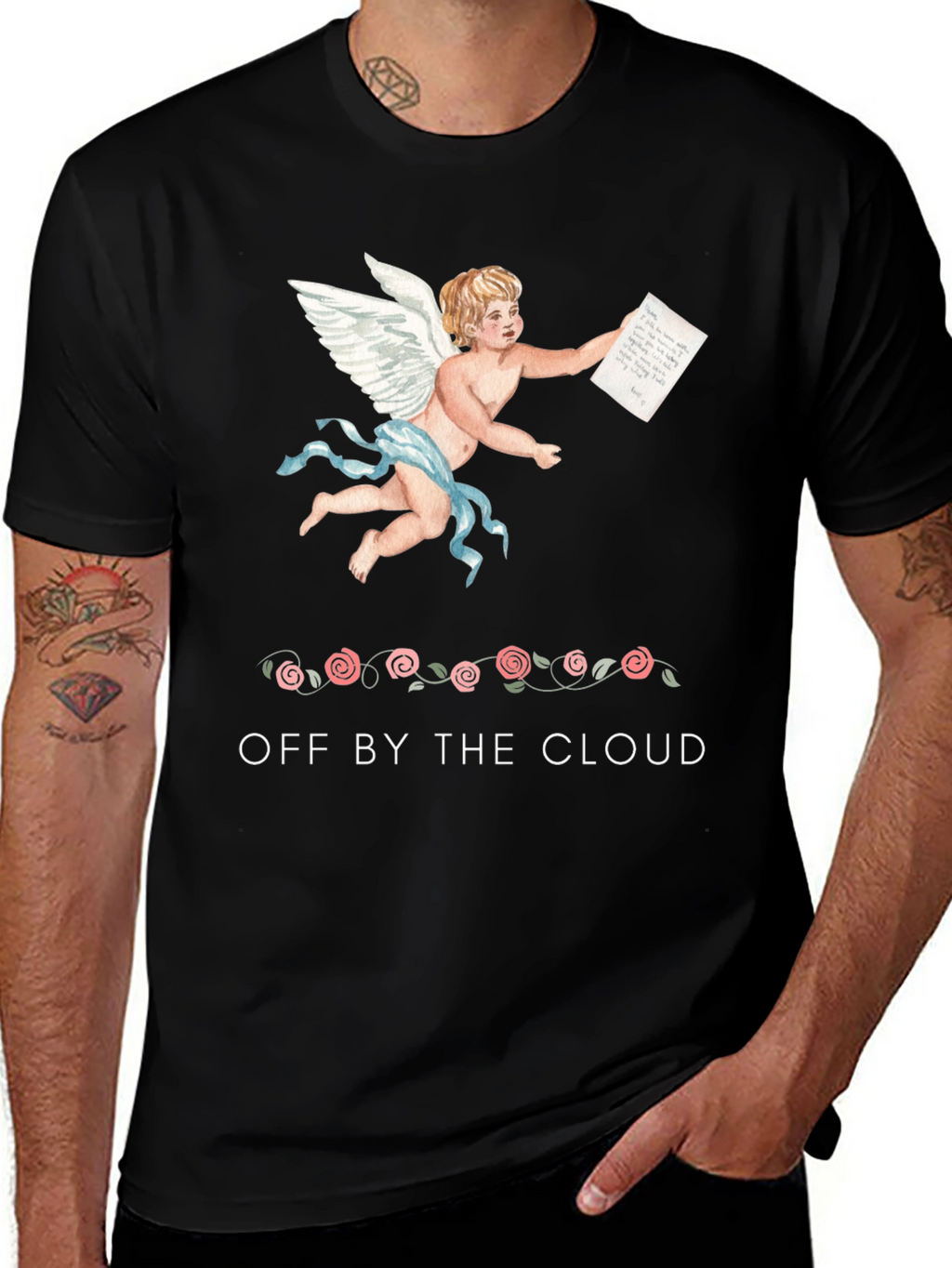 Cherub Print Black T-Shirt