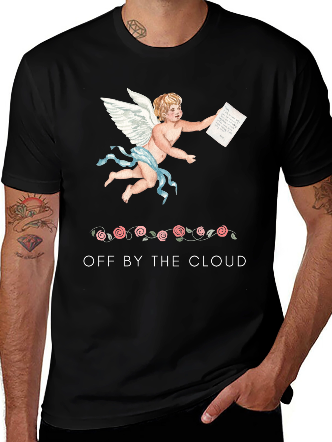 Cherub Print Black T-Shirt