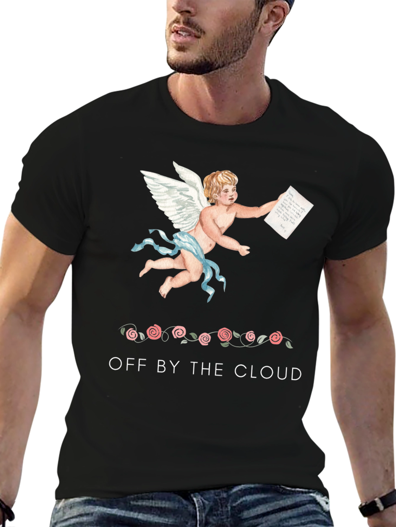 Cherub Print Black T-Shirt