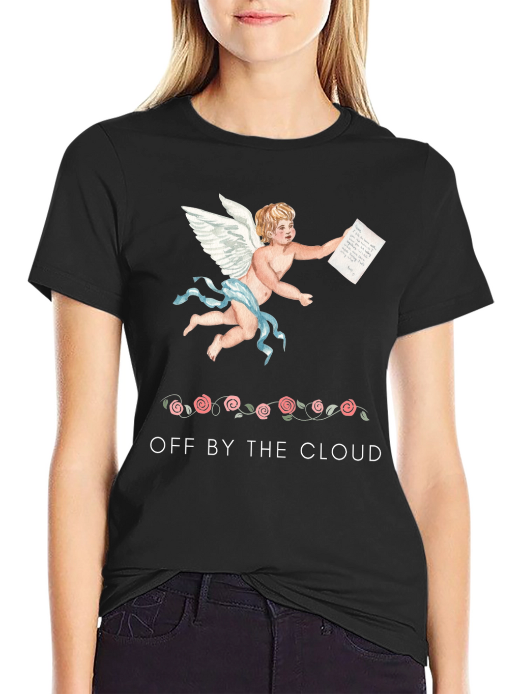 Cherub Print Black T-Shirt