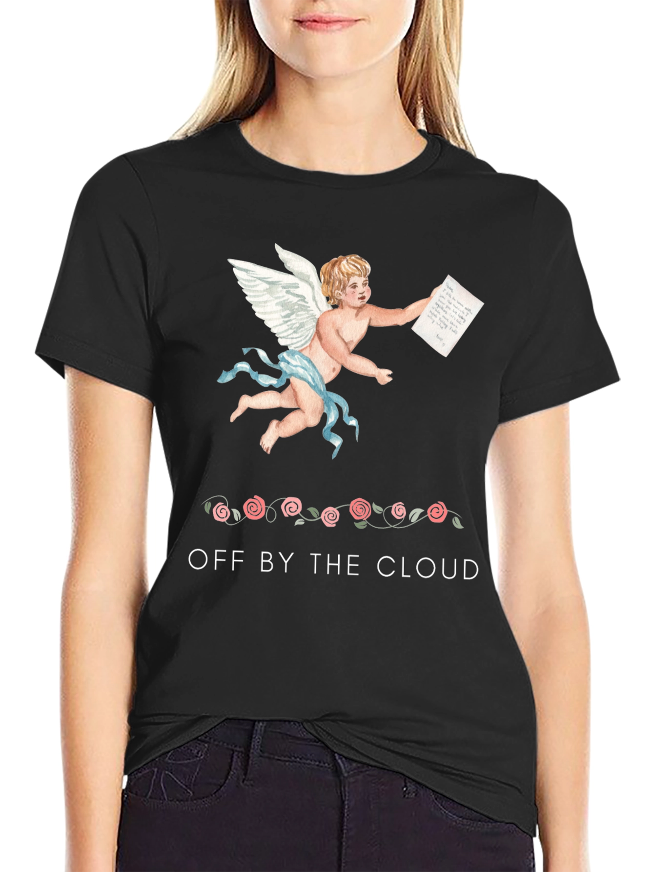 Cherub Print Black T-Shirt