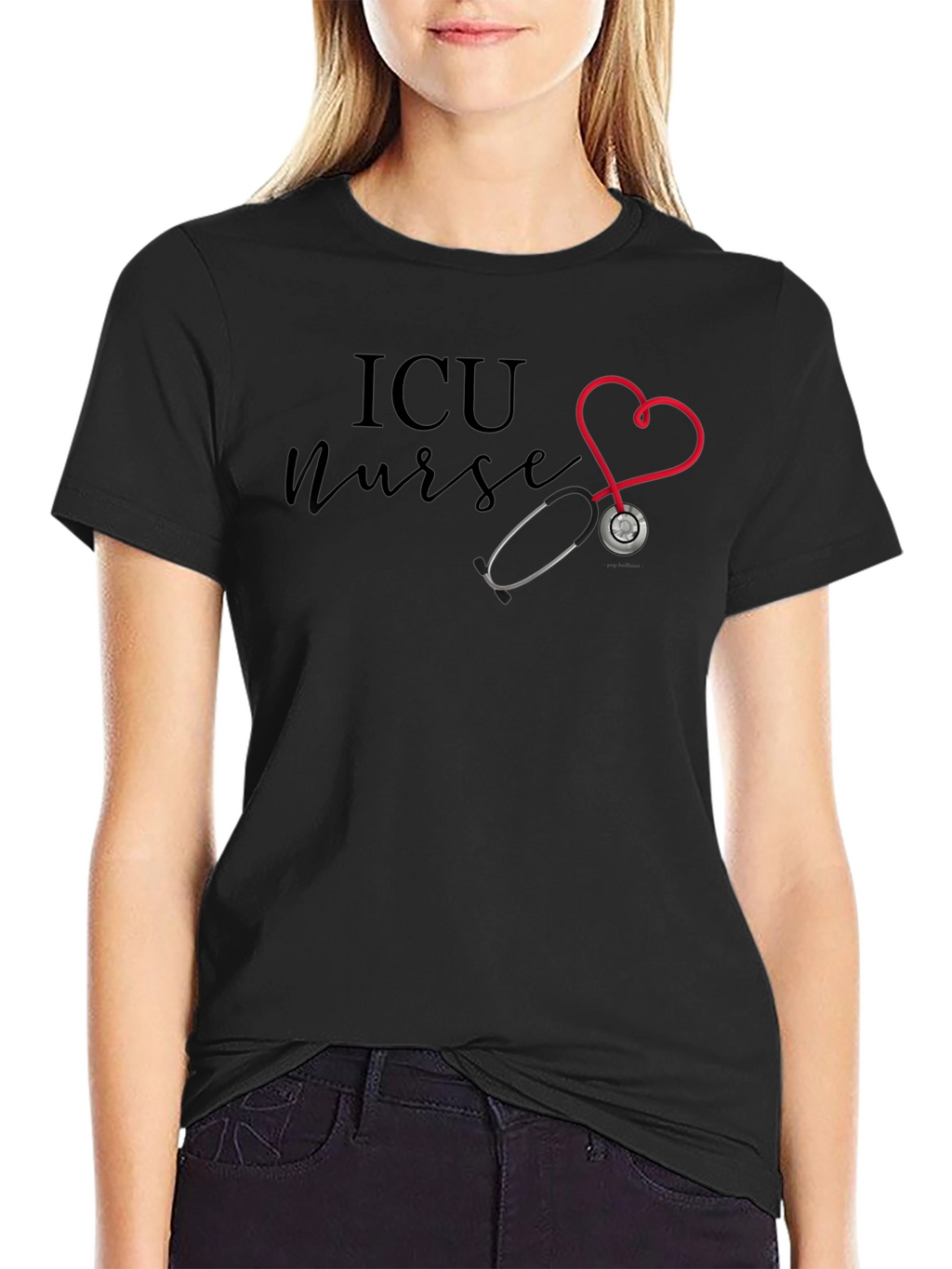 ICU Nurse Heart Stethoscope T-Shirt