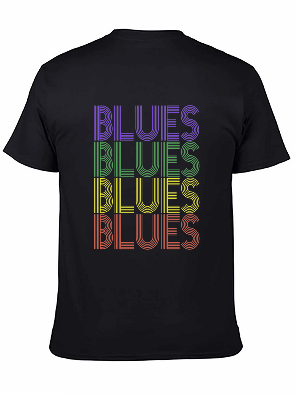 Retro Blues T-Shirt - Black Cotton Graphic Tee