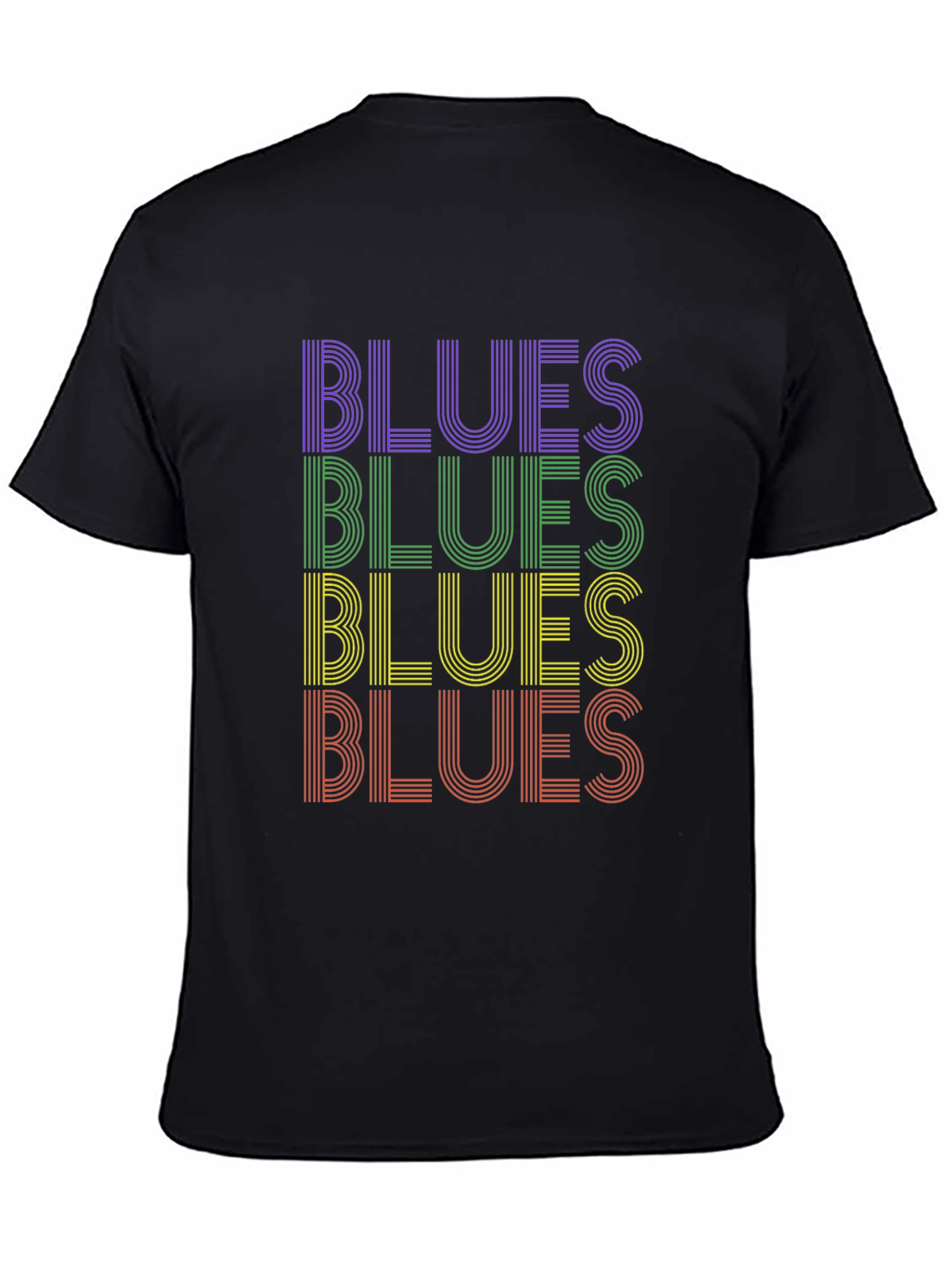 Retro Blues T-Shirt - Black Cotton Graphic Tee