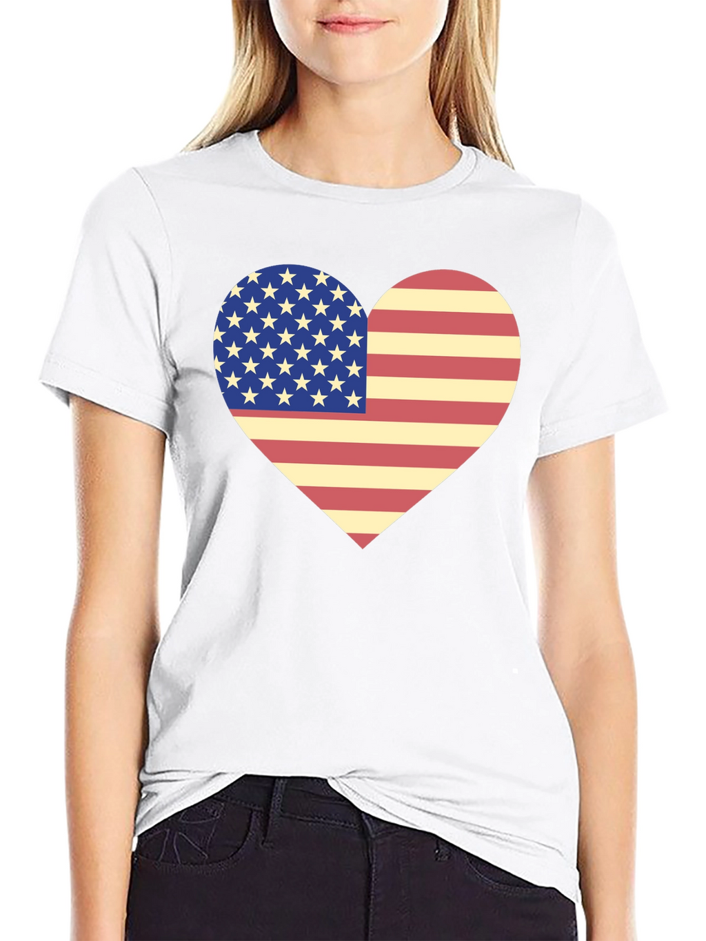 American Flag Heart T-Shirt Patriotic USA Love