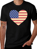 American Flag Heart T-Shirt Patriotic USA Love
