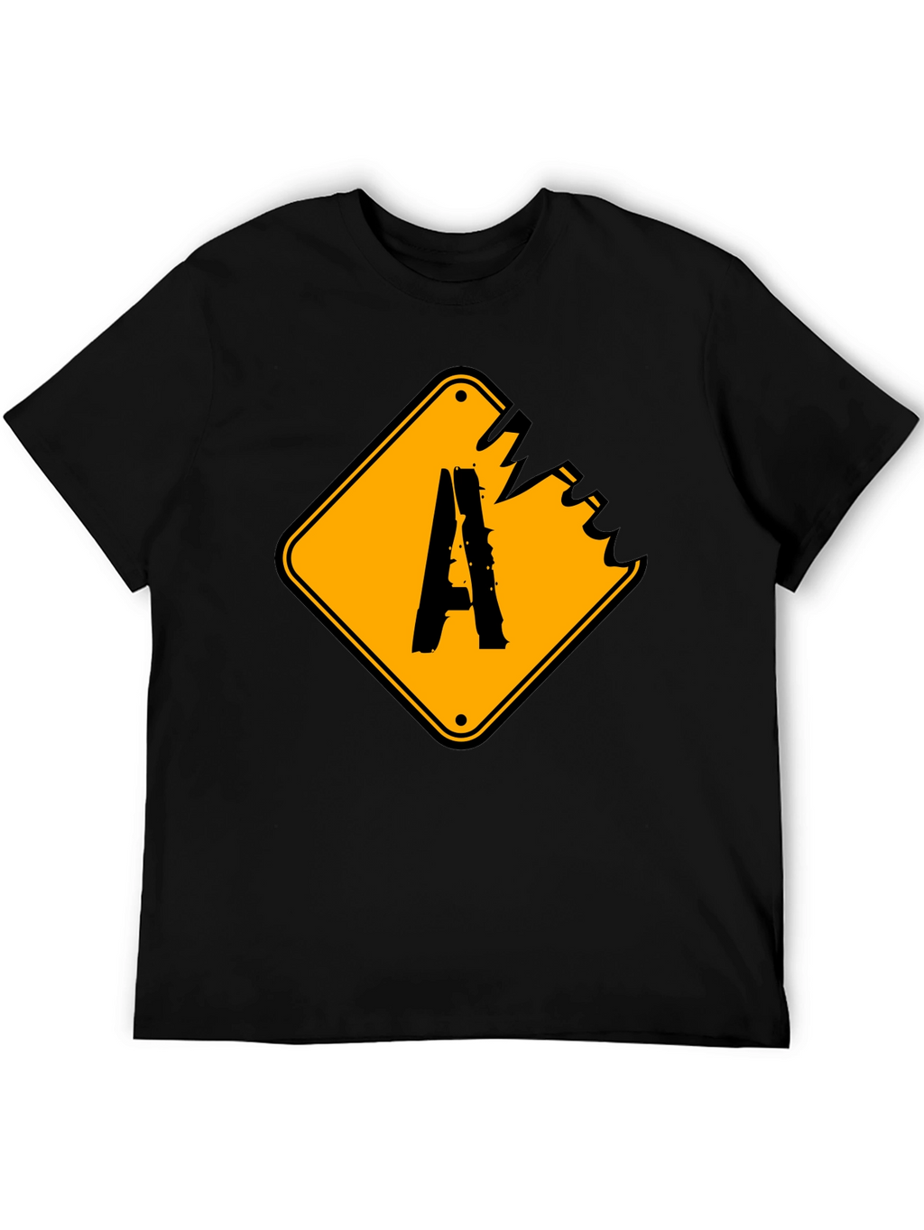 Distressed A Sign Graphic Tee - Black