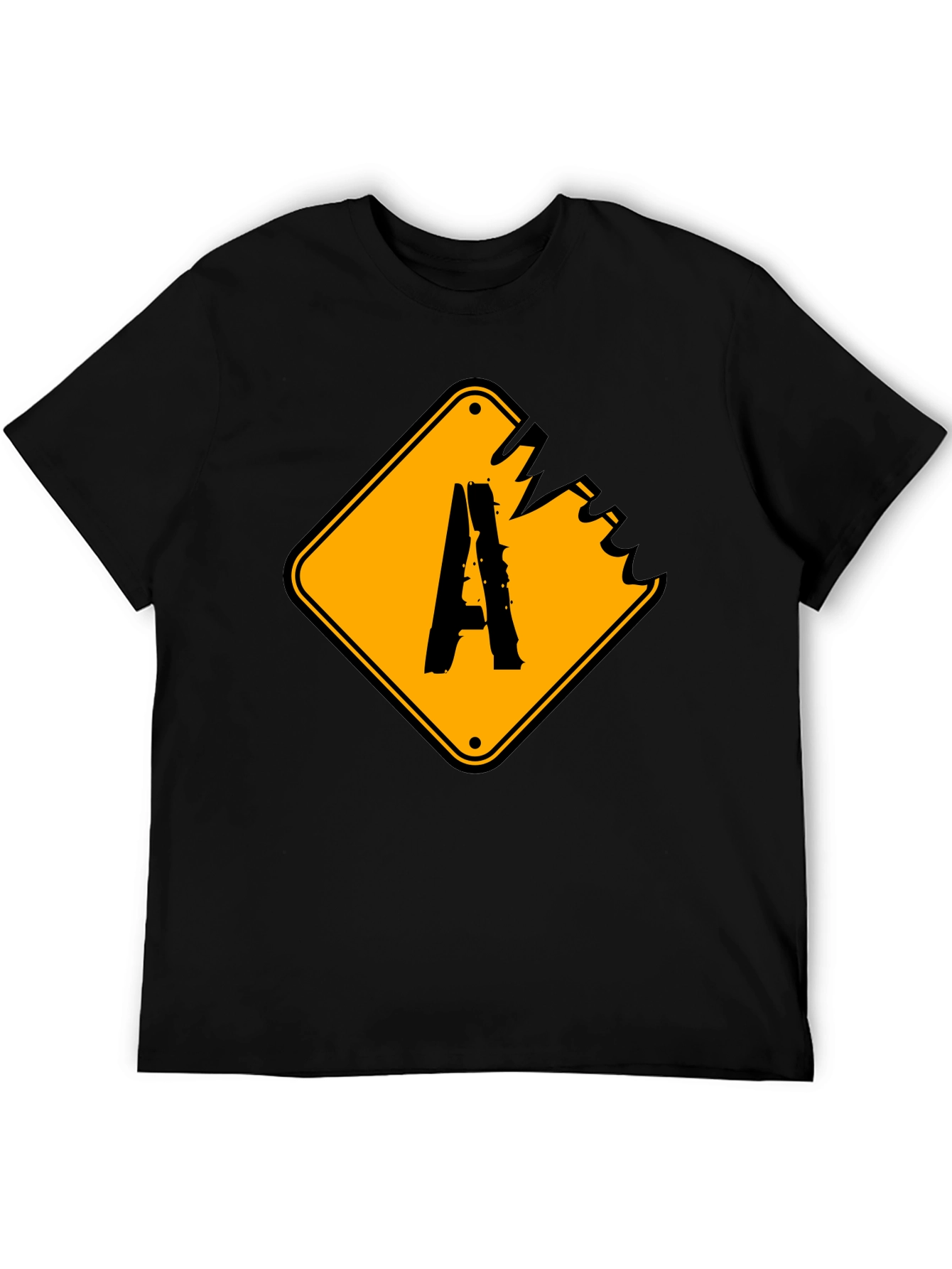 Distressed A Sign Graphic Tee - Black
