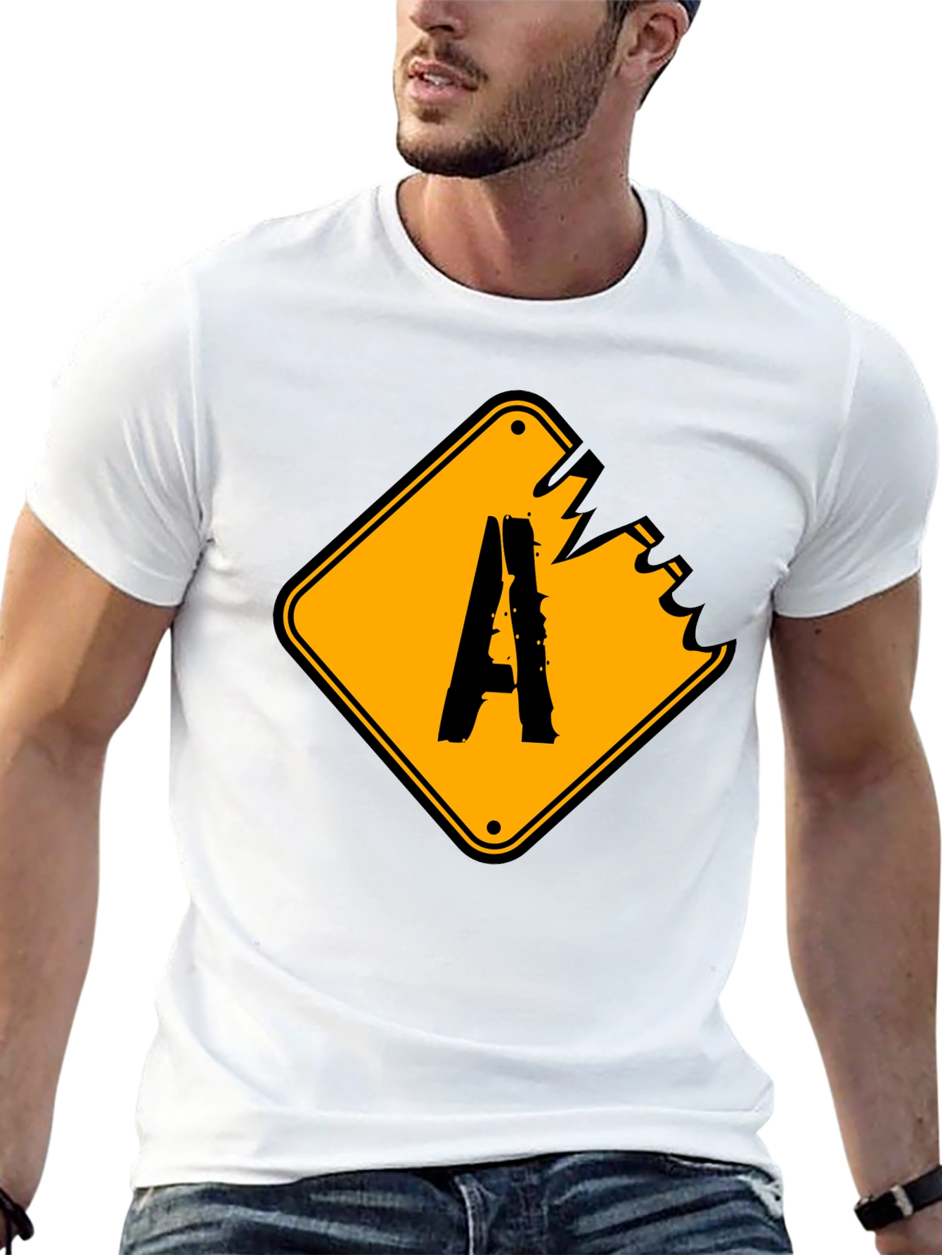 Distressed A Sign Graphic Tee - Black