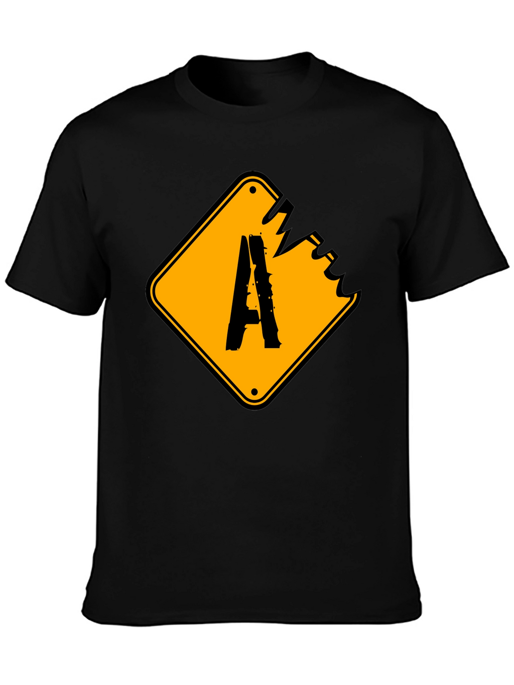 Distressed A Sign Graphic Tee - Black
