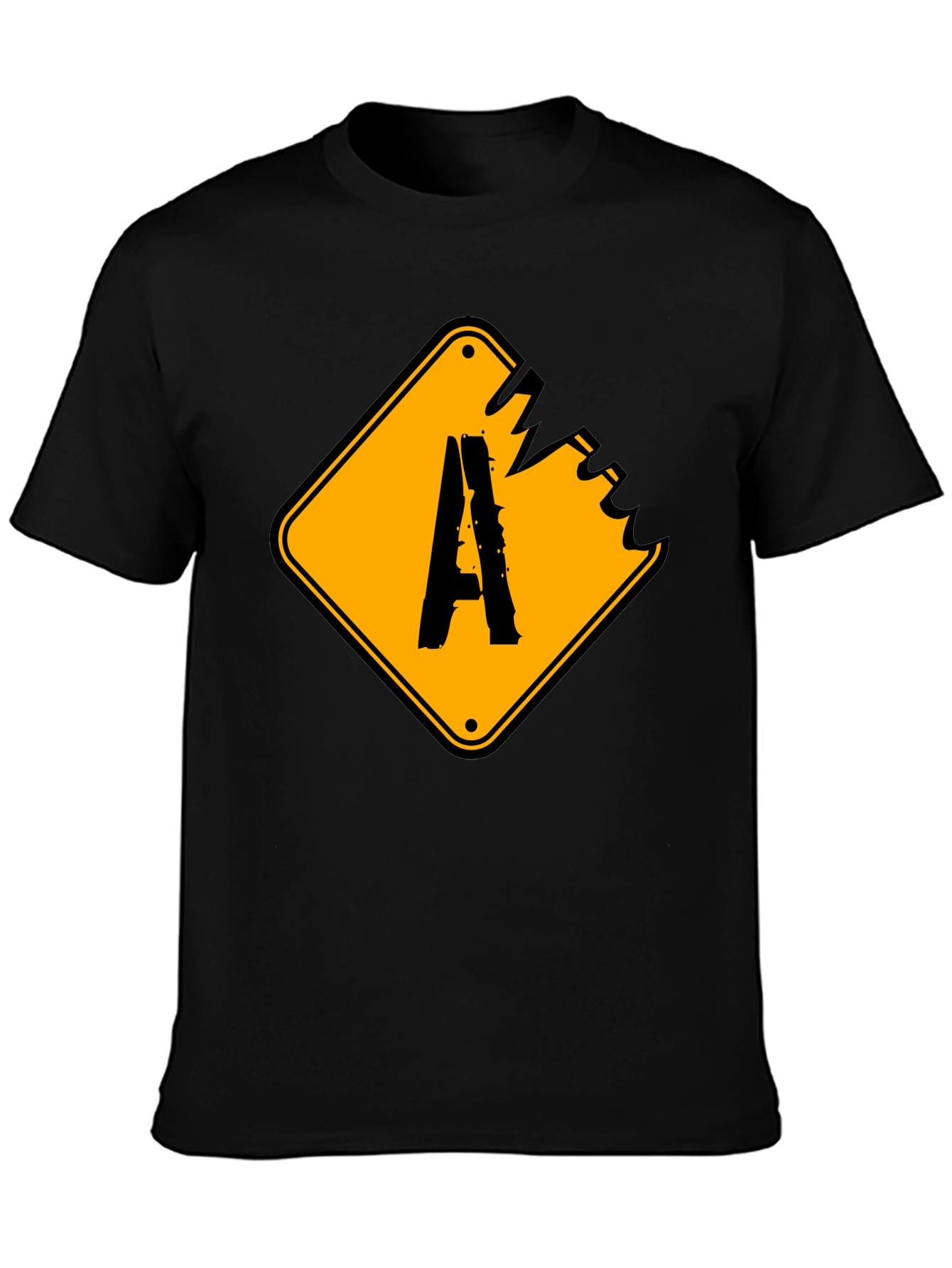 Distressed A Sign Graphic Tee - Black