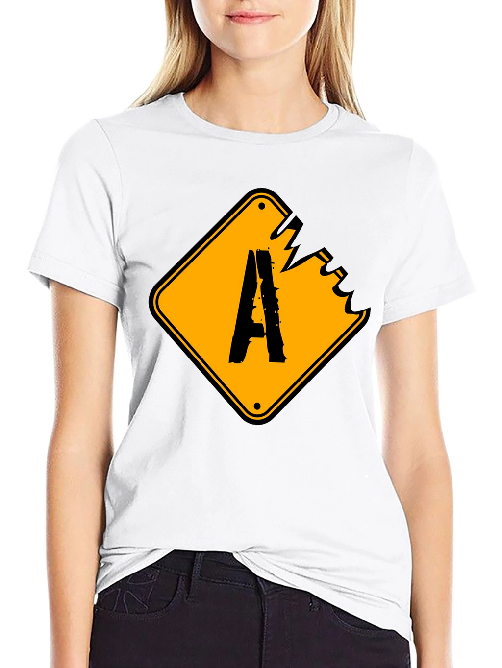 Distressed A Sign Graphic Tee - Black