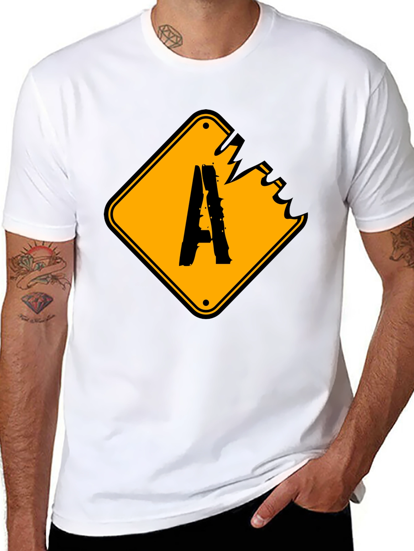 Distressed A Sign Graphic Tee - Black