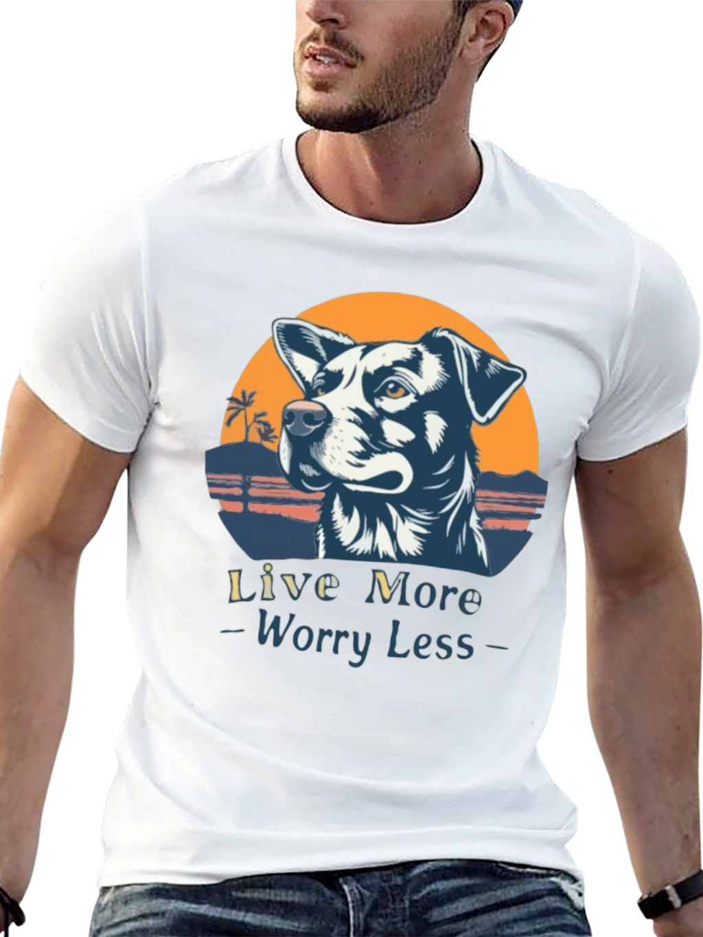 Live More Worry Less Dog Graphic T-Shirt