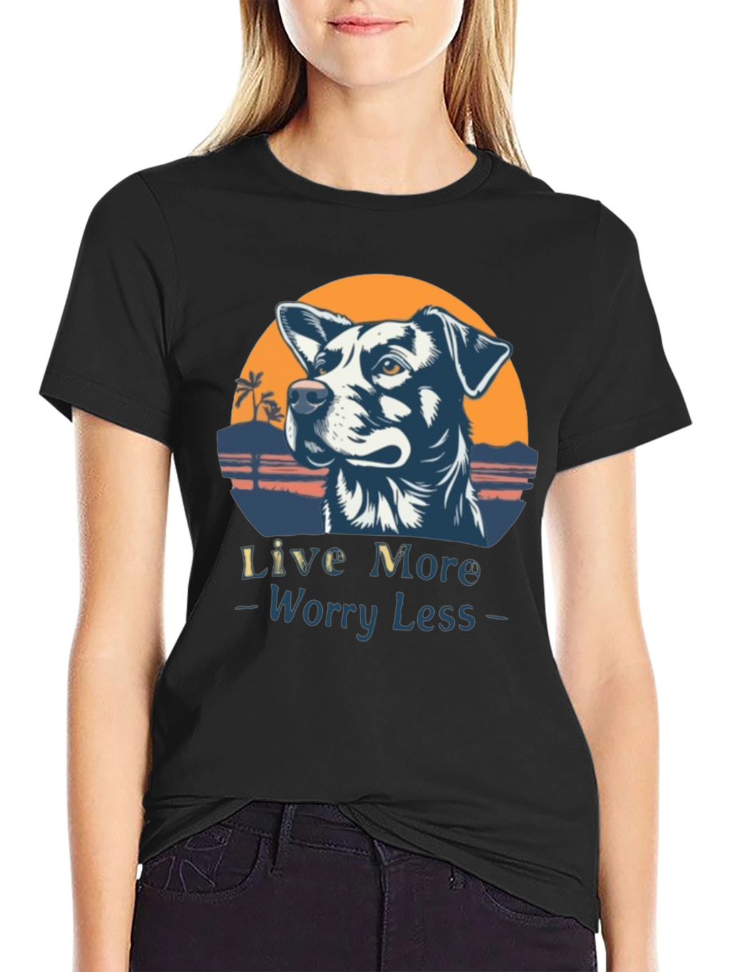 Live More Worry Less Dog Graphic T-Shirt