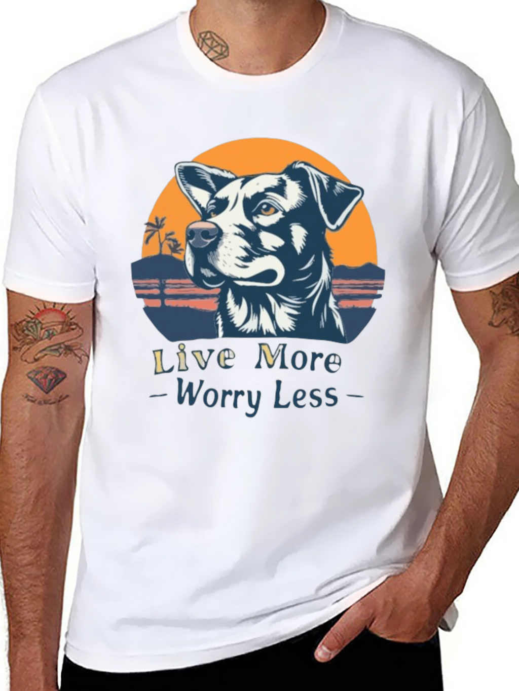 Live More Worry Less Dog Graphic T-Shirt