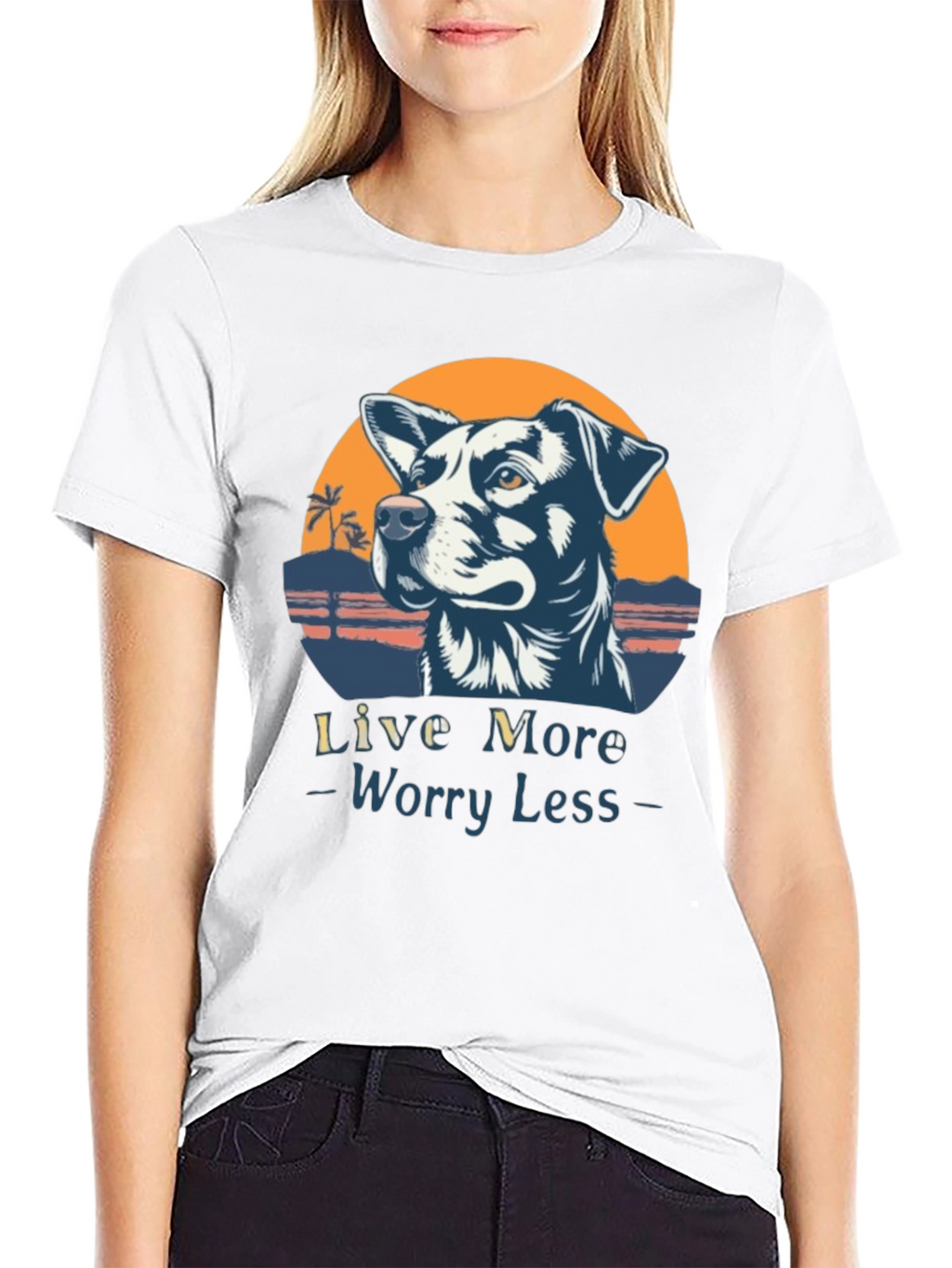 Live More Worry Less Dog Graphic T-Shirt