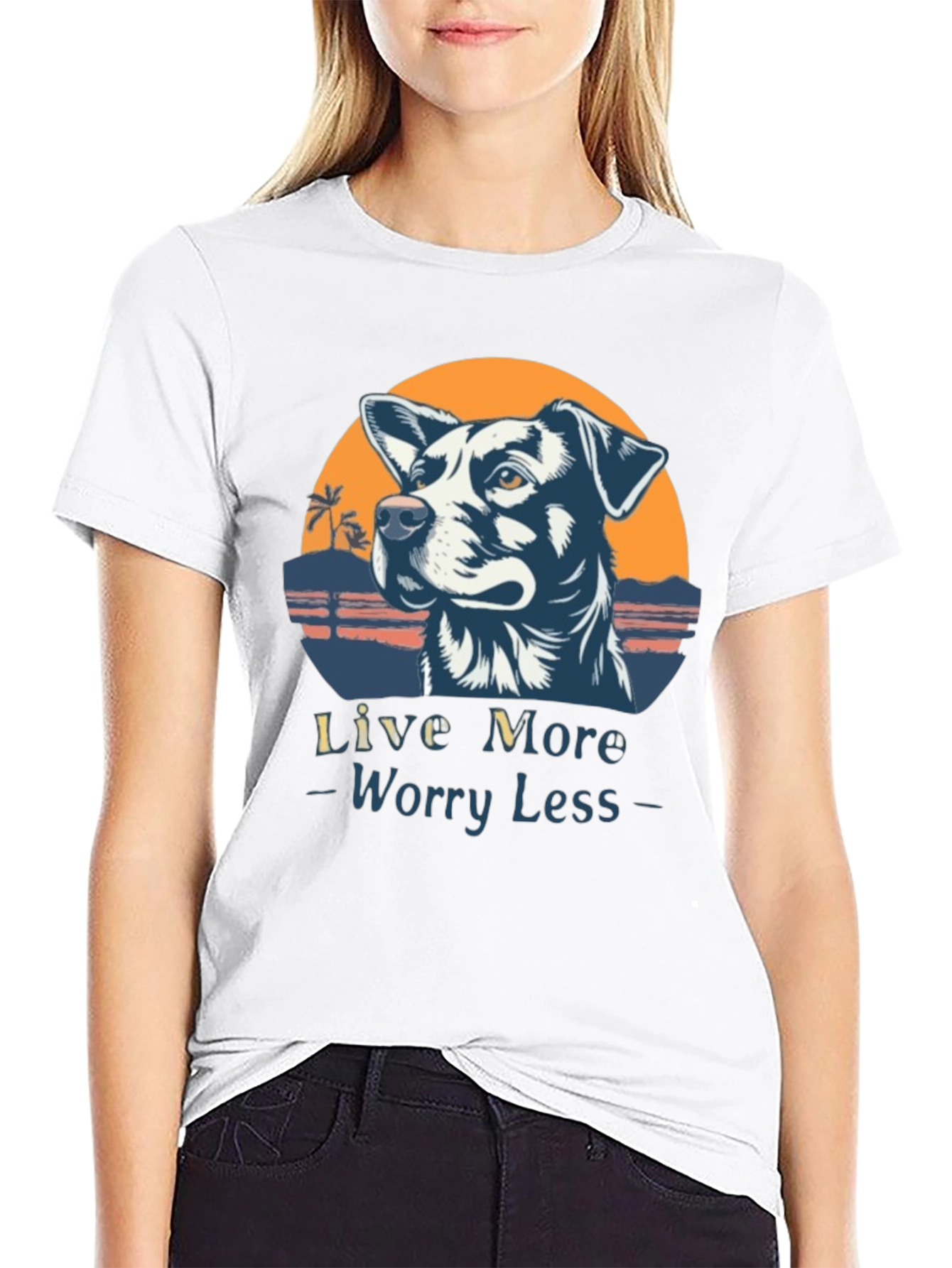Live More Worry Less Dog Graphic T-Shirt