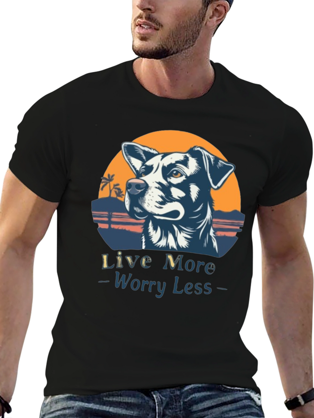 Live More Worry Less Dog Graphic T-Shirt