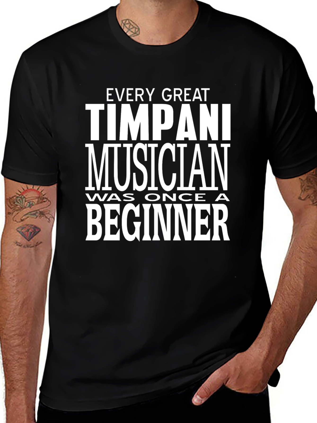 Timpani Musician Beginner Black T-Shirt