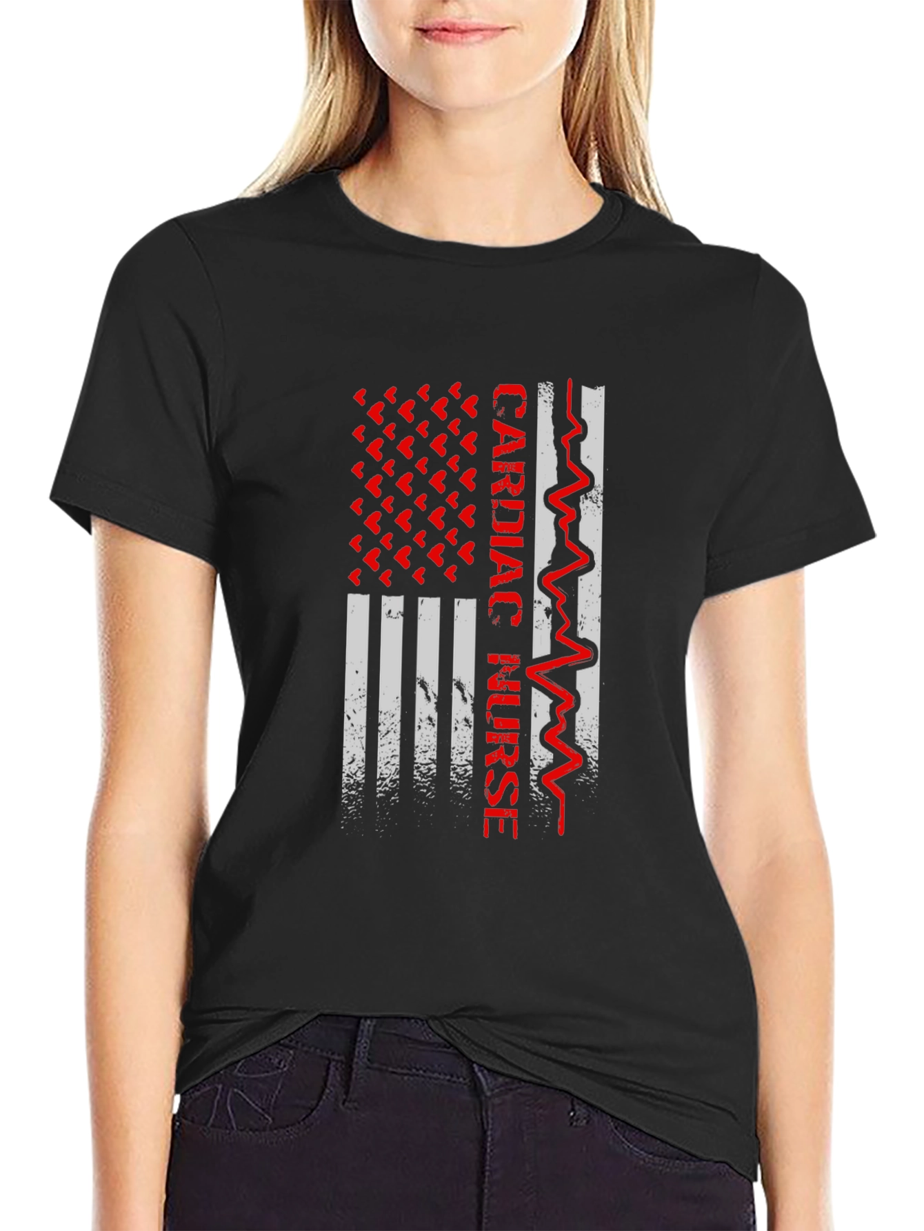 Cardiac Nurse American Flag Graphic Tee
