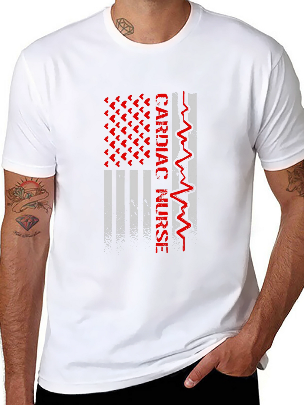 Cardiac Nurse American Flag Graphic Tee