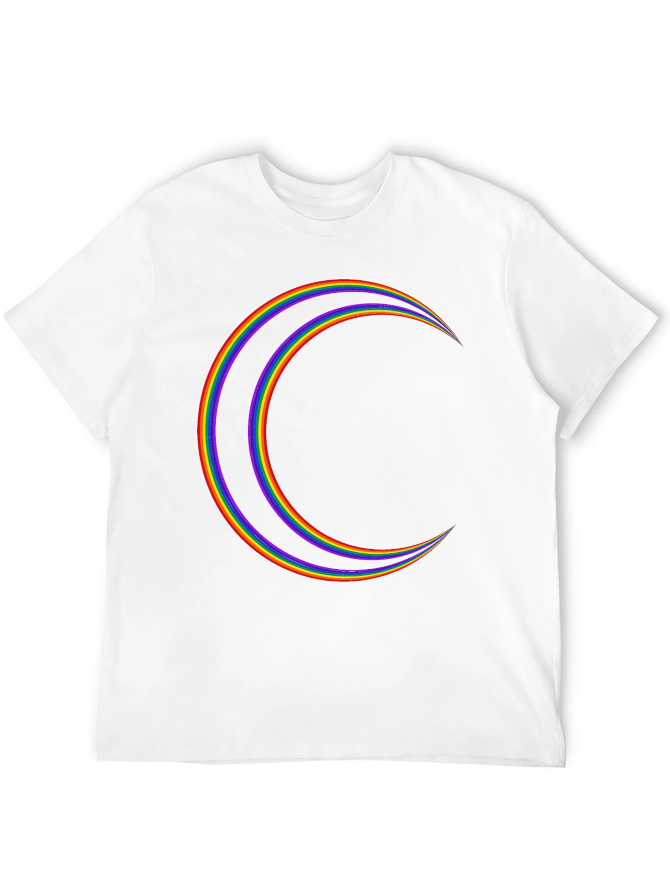 Rainbow Crescent Moon Graphic Tee - Black