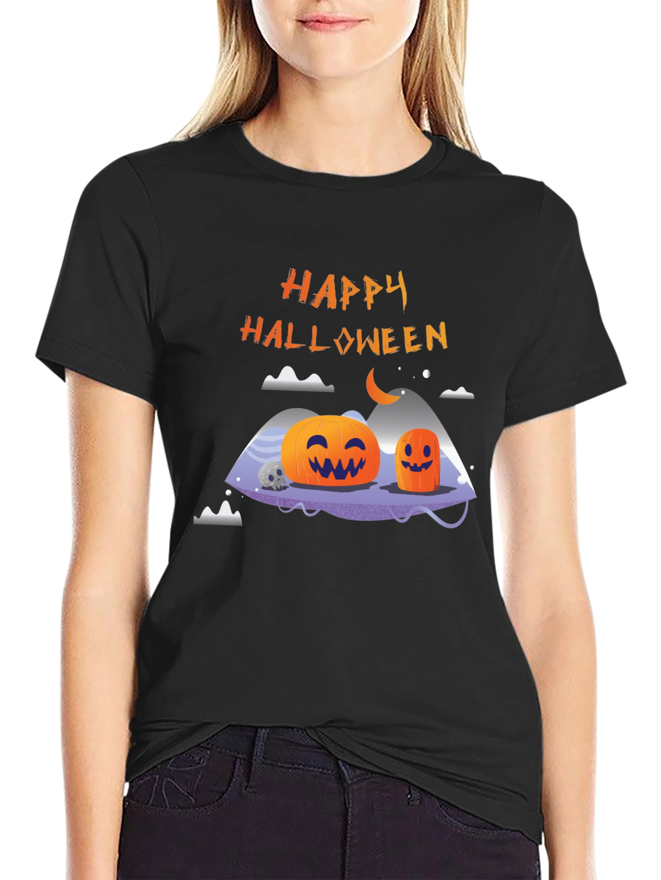 Happy Halloween Pumpkin Graphic T-Shirt
