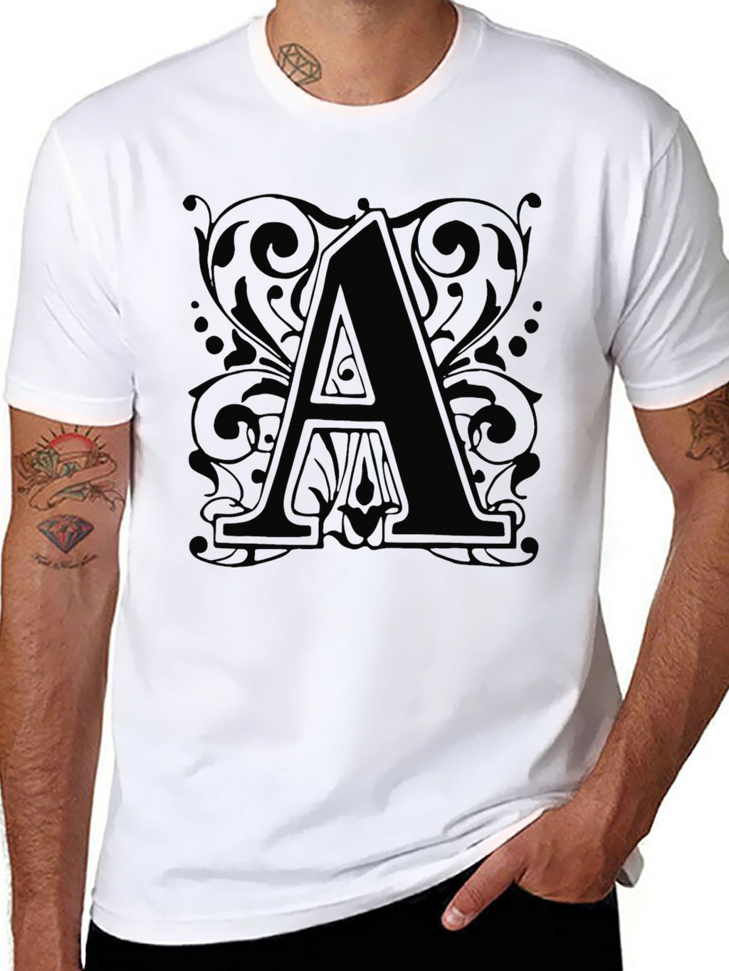 Letter A Graphic Tee - Stylish Unisex Black T-Shirt
