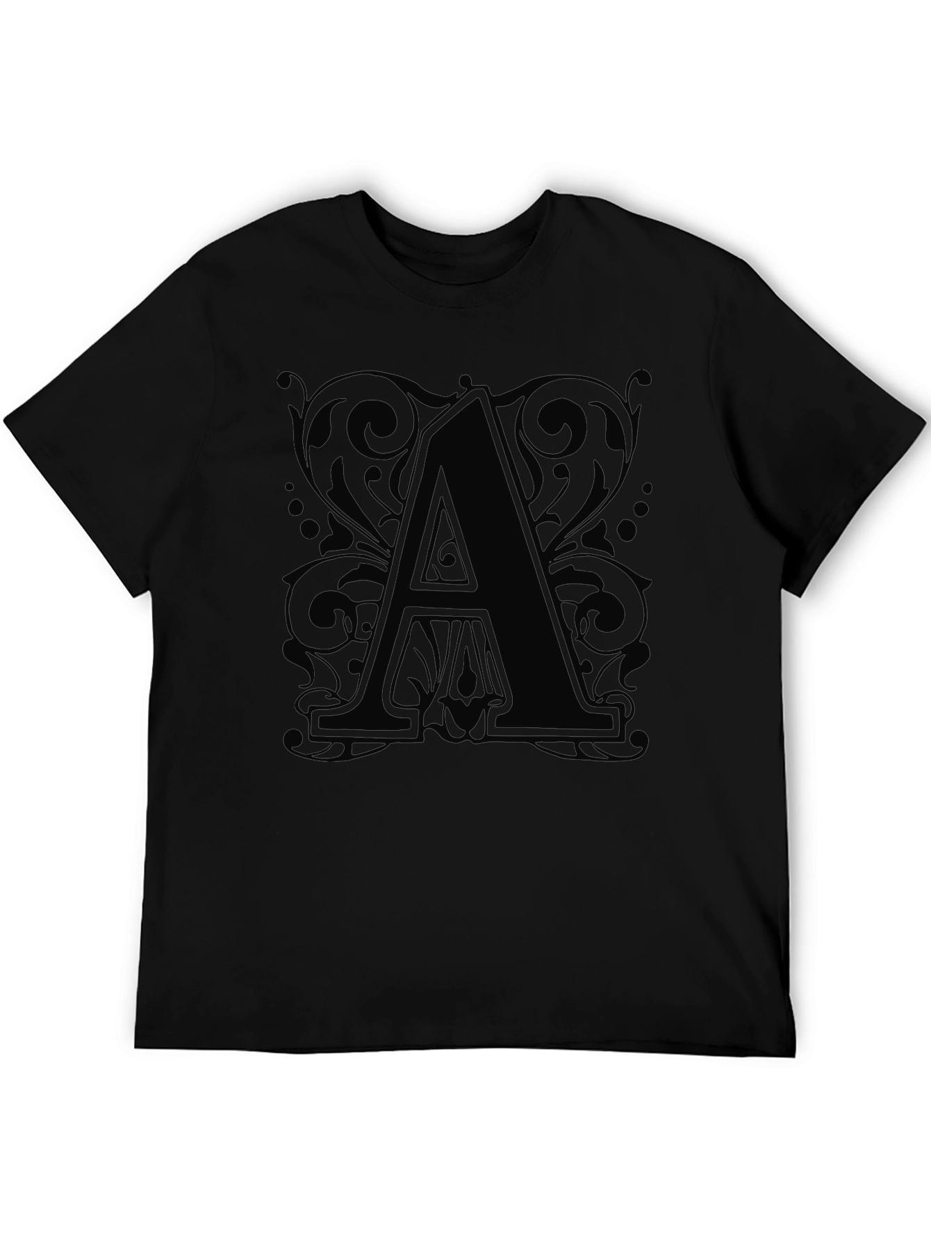 Letter A Graphic Tee - Stylish Unisex Black T-Shirt