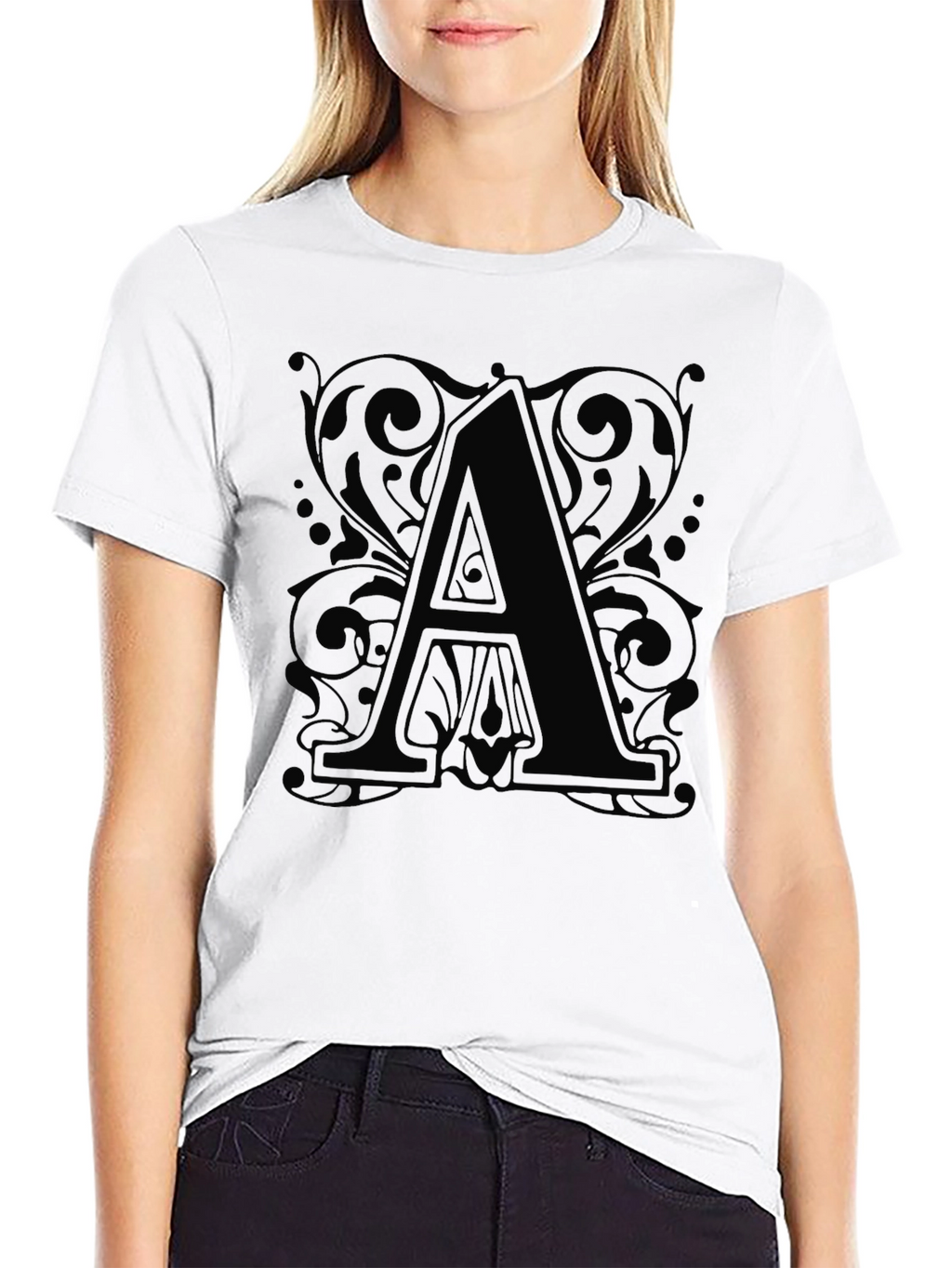 Letter A Graphic Tee - Stylish Unisex Black T-Shirt