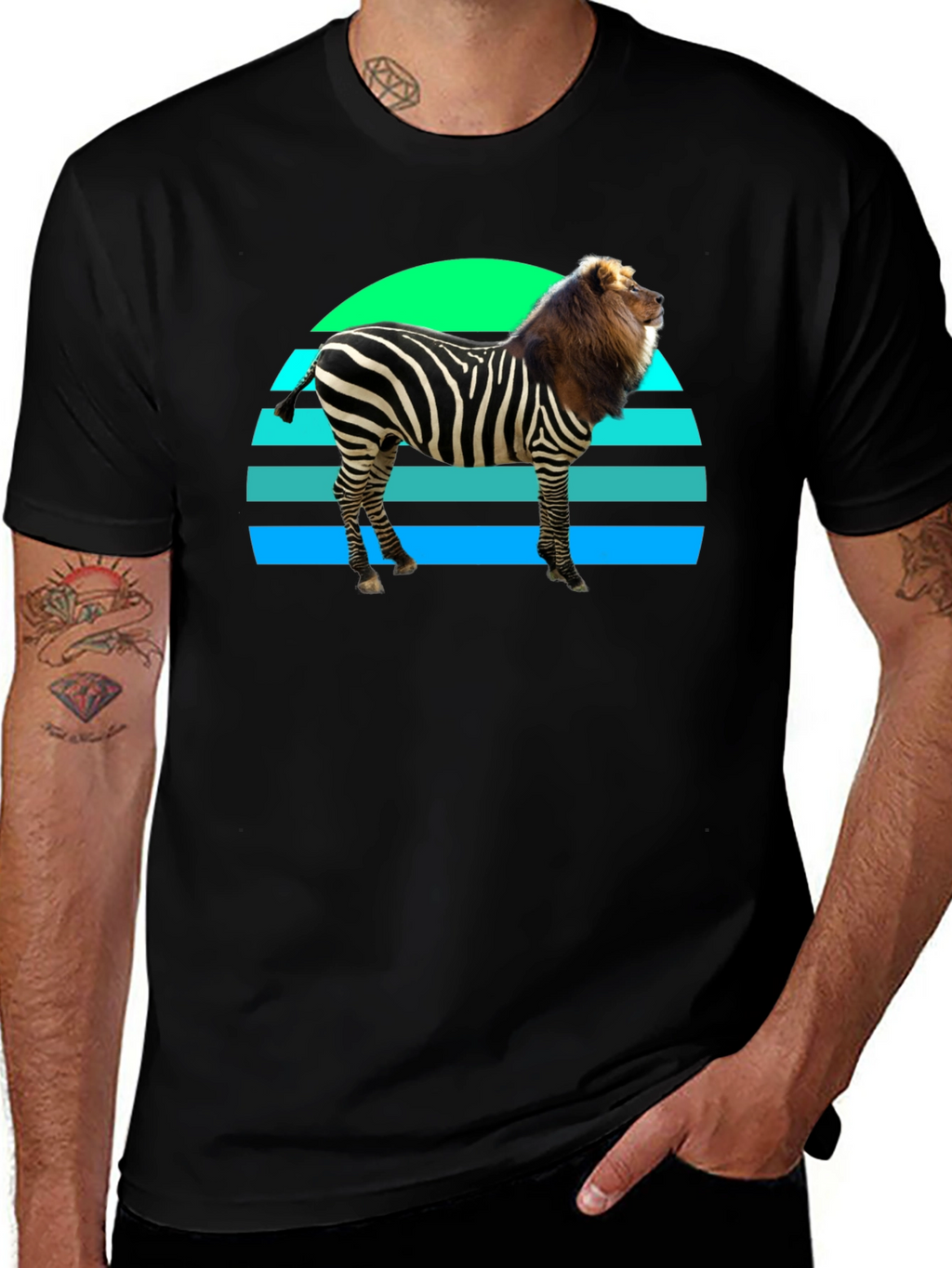 Zebra Lion Mashup Graphic Tee - Unique Animal Fusion
