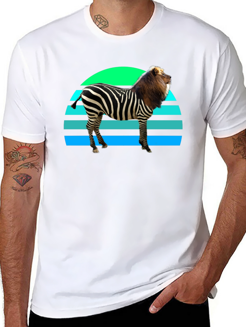 Zebra Lion Mashup Graphic Tee - Unique Animal Fusion