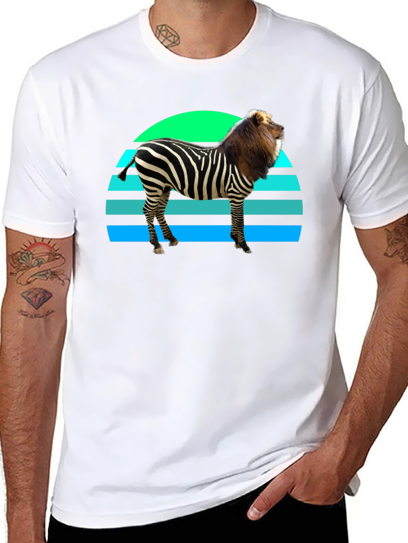 Zebra Lion Mashup Graphic Tee - Unique Animal Fusion