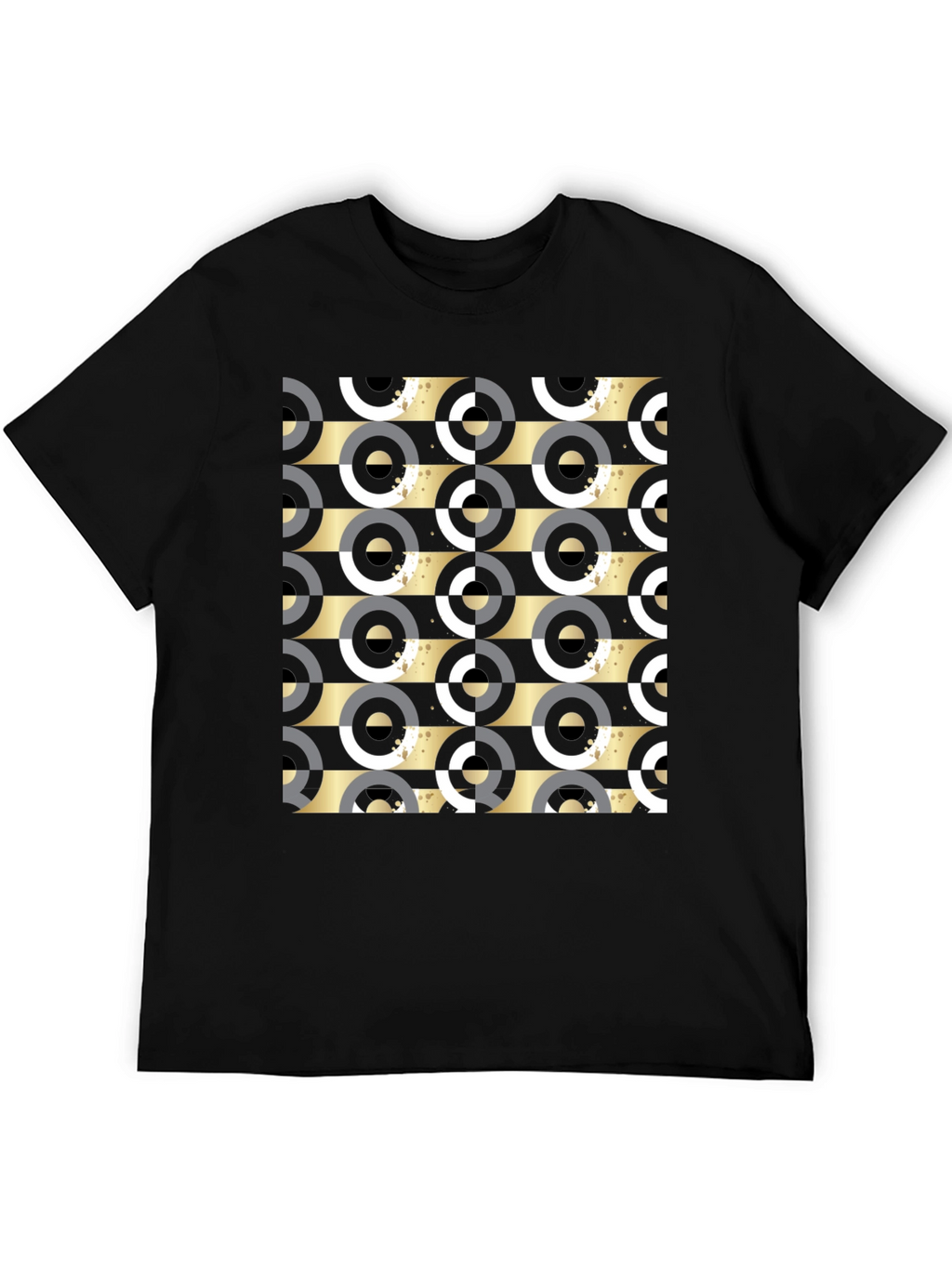 Geometric Pattern Tee - Black Ring Design