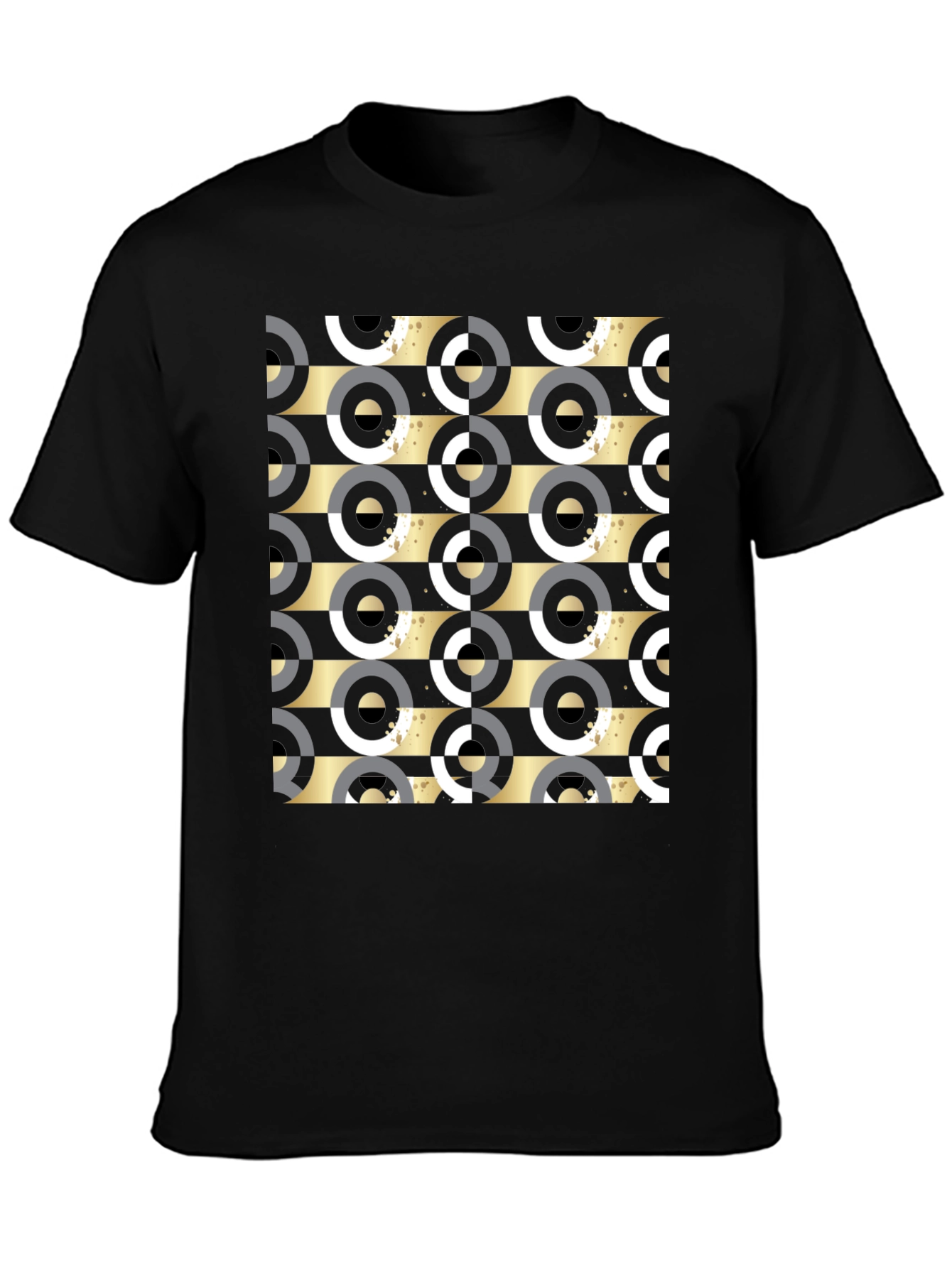 Geometric Pattern Tee - Black Ring Design
