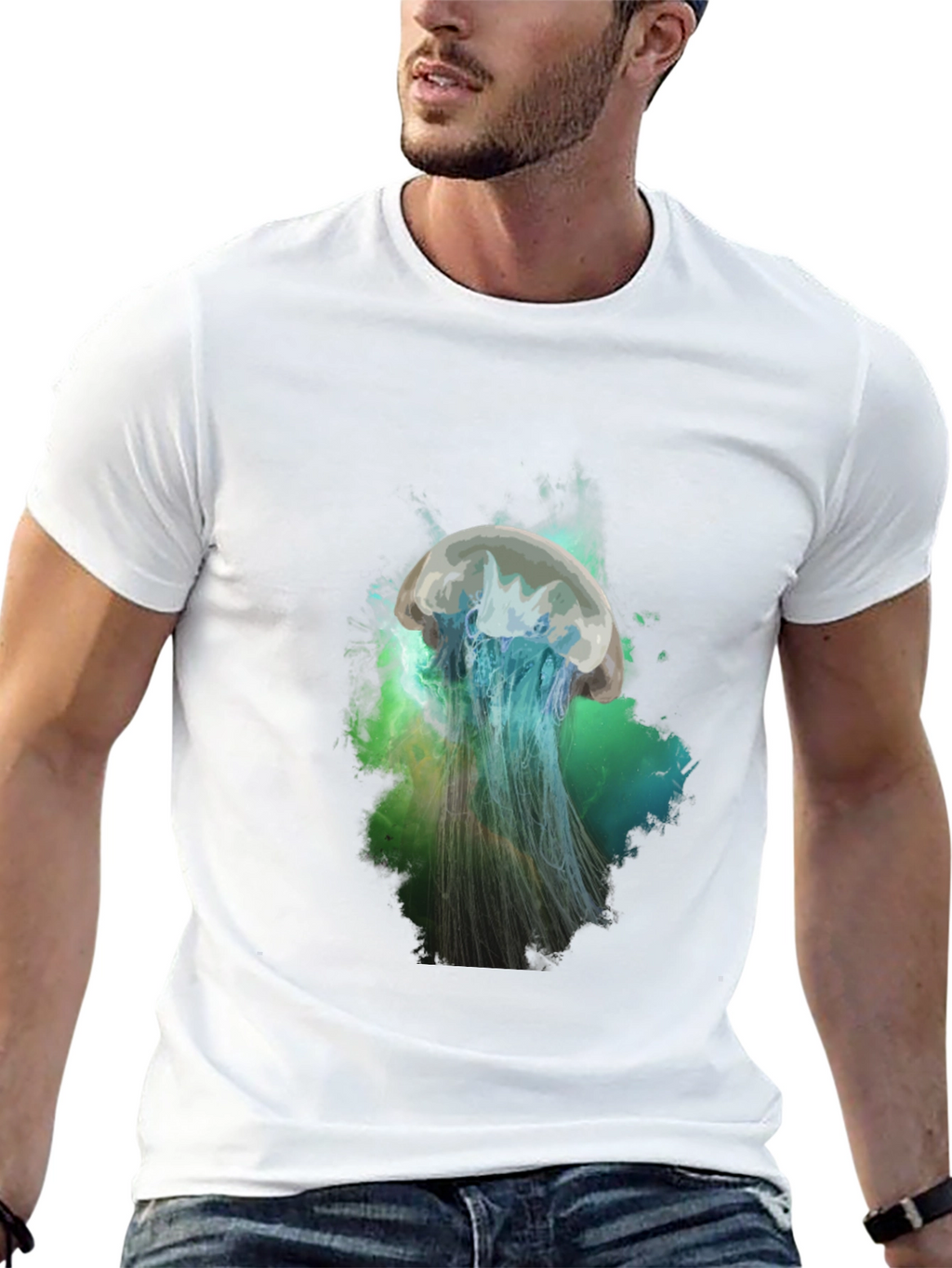 Jellyfish Graphic Print T-Shirt - Black