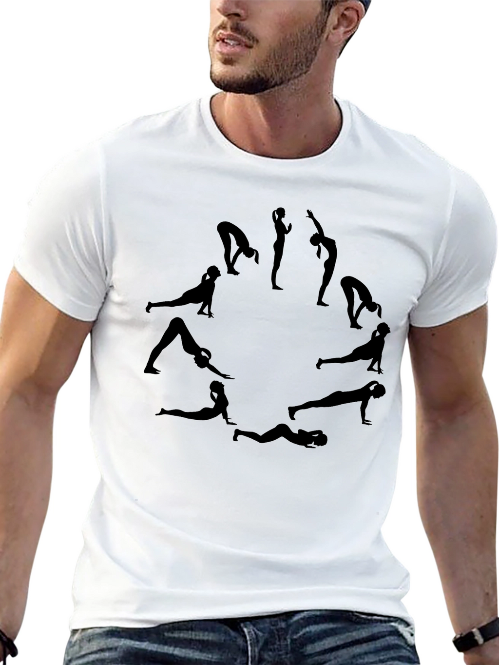 Yoga Poses Graphic Tee - Black Cotton T-Shirt