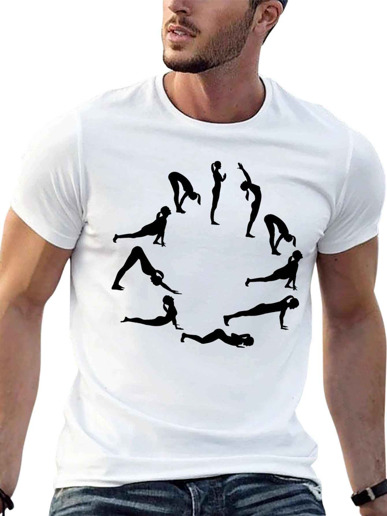 Yoga Poses Graphic Tee - Black Cotton T-Shirt