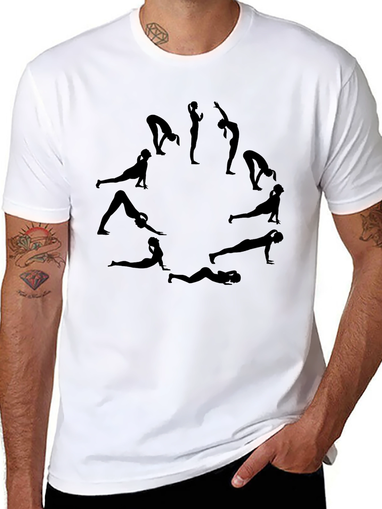 Yoga Poses Graphic Tee - Black Cotton T-Shirt