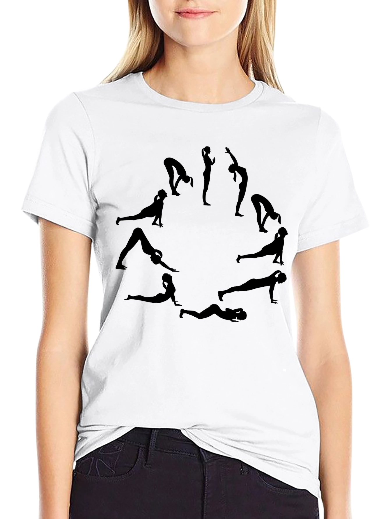 Yoga Poses Graphic Tee - Black Cotton T-Shirt
