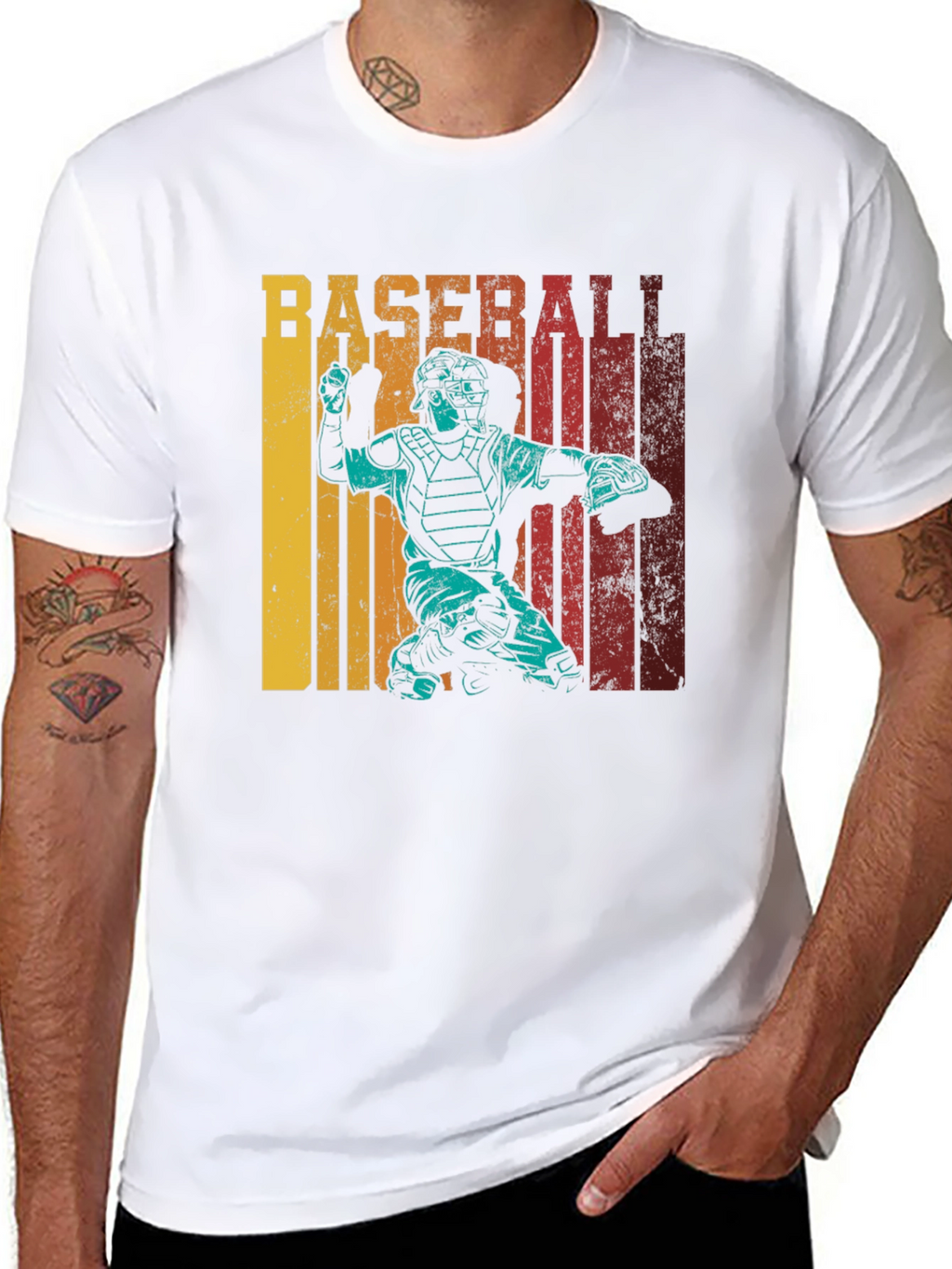 Baseball Catcher Retro T-Shirt