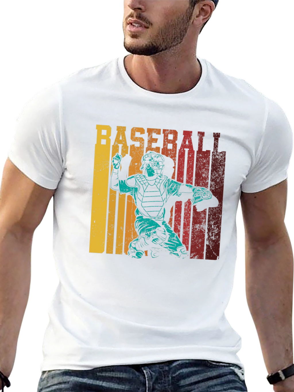 Baseball Catcher Retro T-Shirt