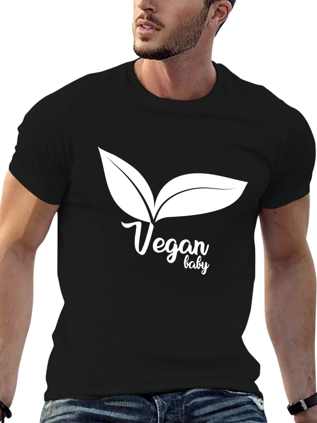 Vegan Baby T-Shirt: Black Crew Neck Tee