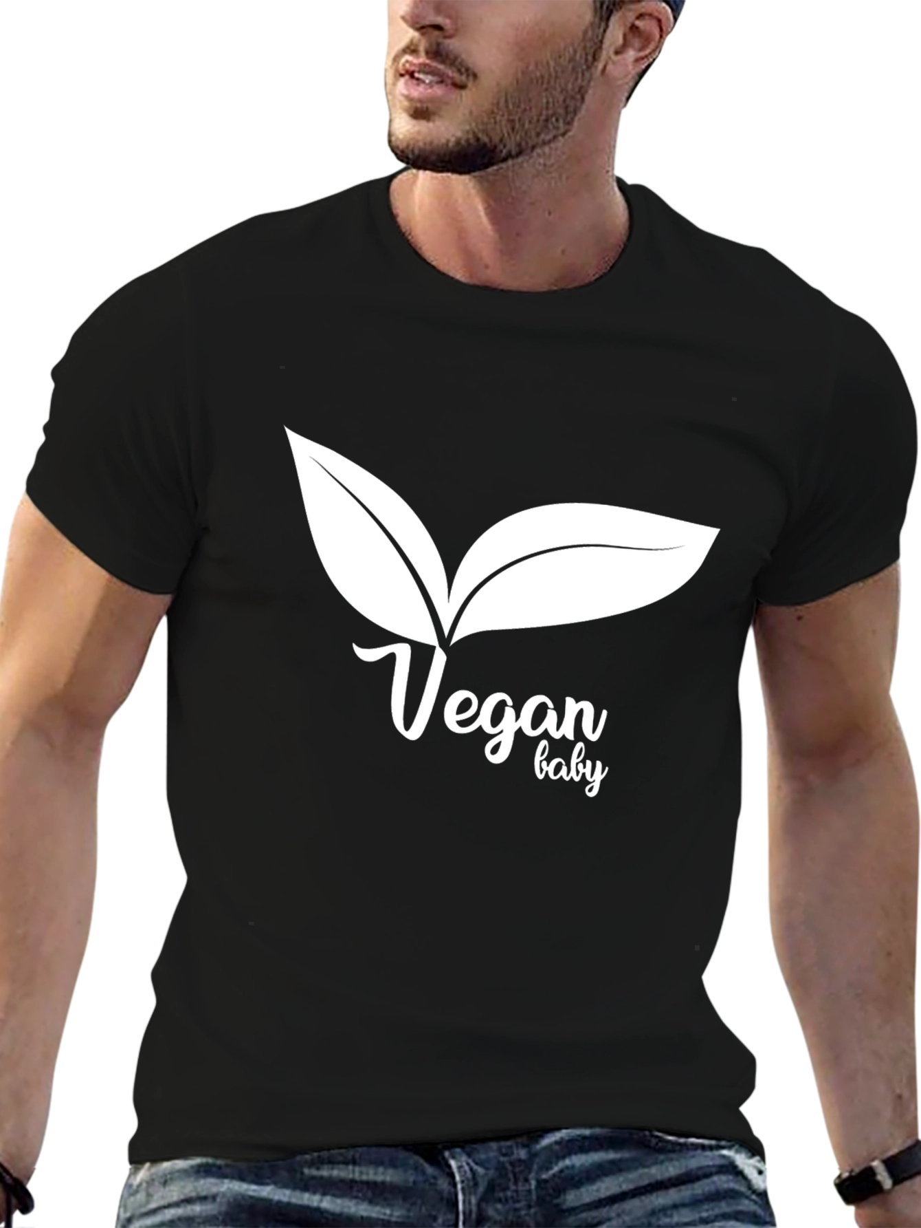Vegan Baby T-Shirt: Black Crew Neck Tee