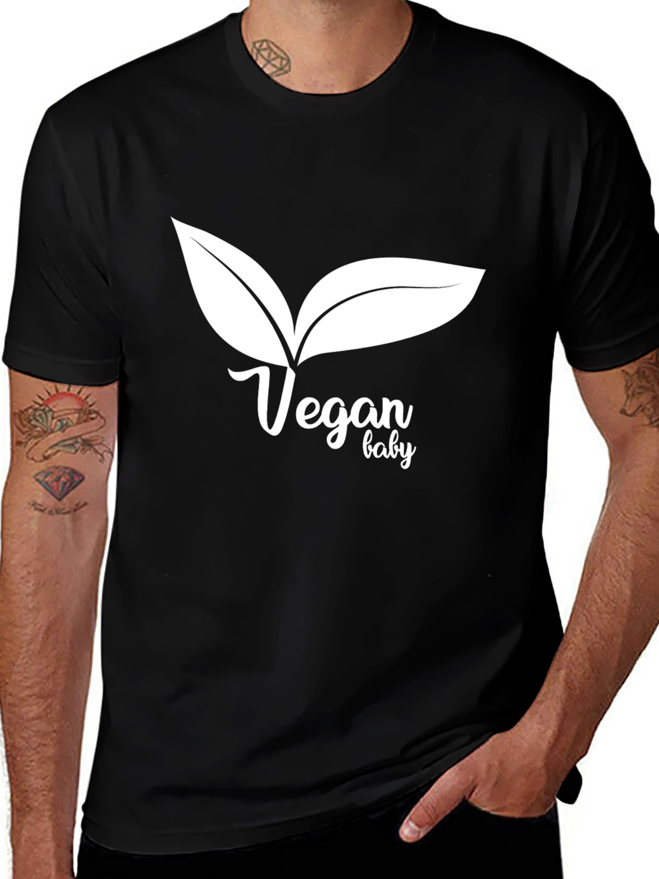 Vegan Baby T-Shirt: Black Crew Neck Tee