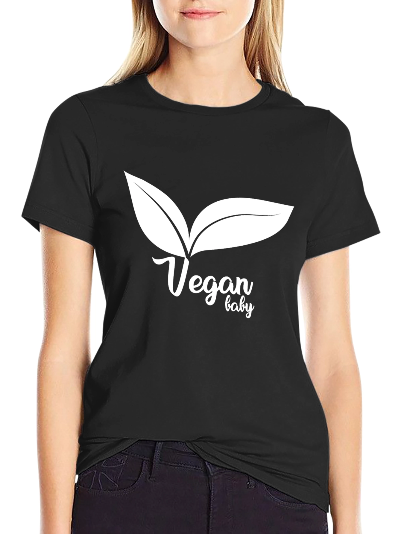 Vegan Baby T-Shirt: Black Crew Neck Tee