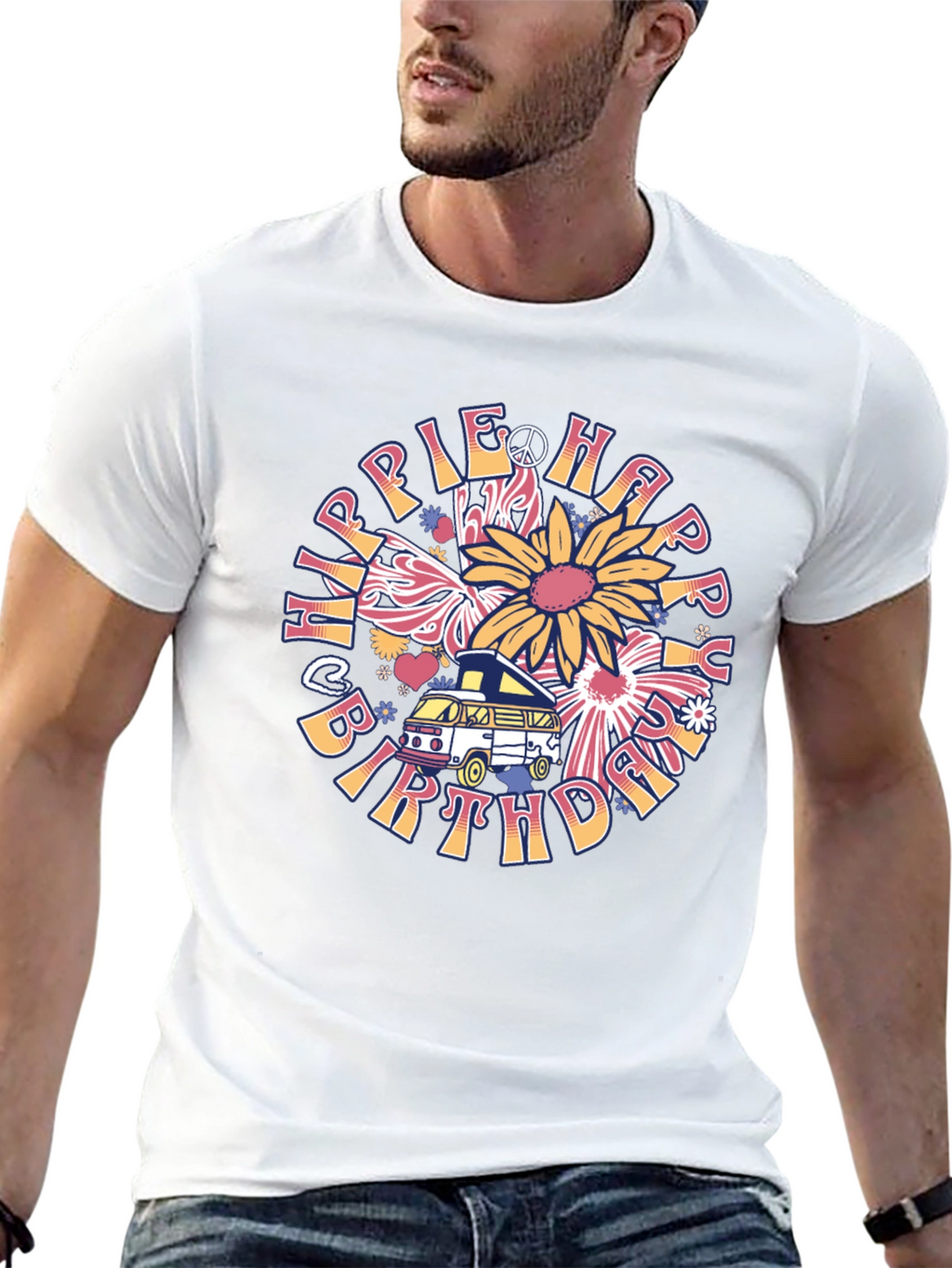 Hippie Happy Birthday T-Shirt